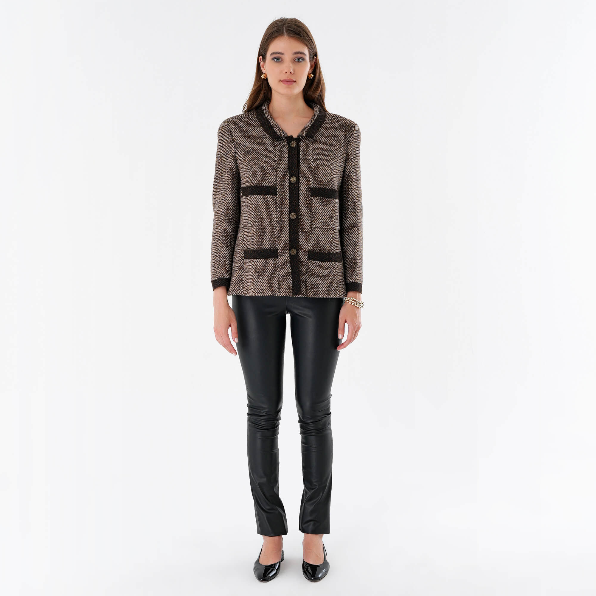 Chanel - 98A Vintage Brown Wool Classic Jacket FR46